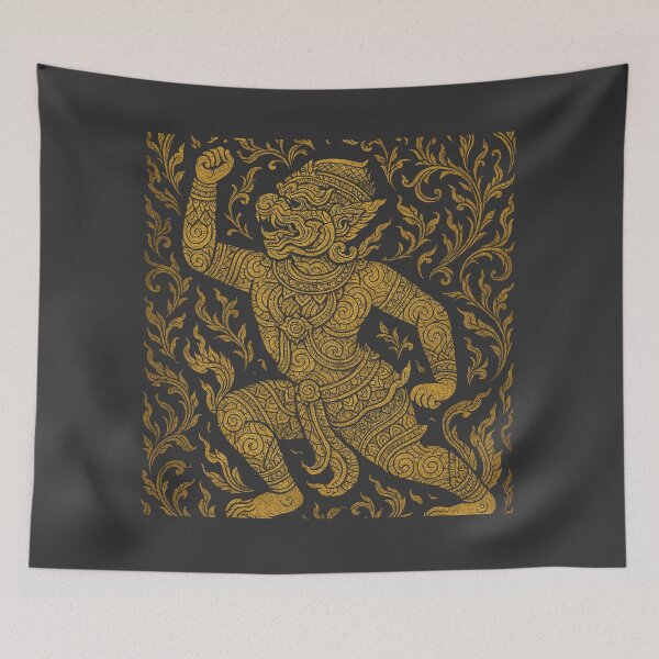 Item preview, Golden Hanuman Thai Art – Ornate Mythical Monkey Warrior Design designed and sold by Sksticker991.