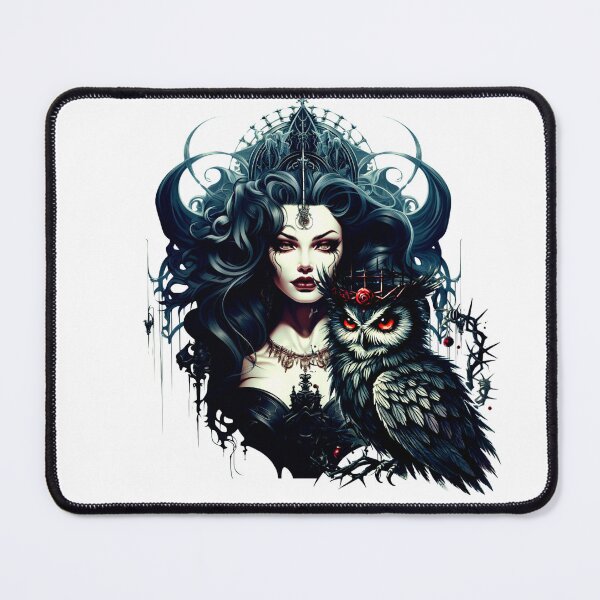 Item preview, dark owl queen – gothic night spirit – mystic feminine power designed and sold by Traumrausch.