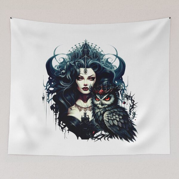 Item preview, dark owl queen – gothic night spirit – mystic feminine power designed and sold by Traumrausch.