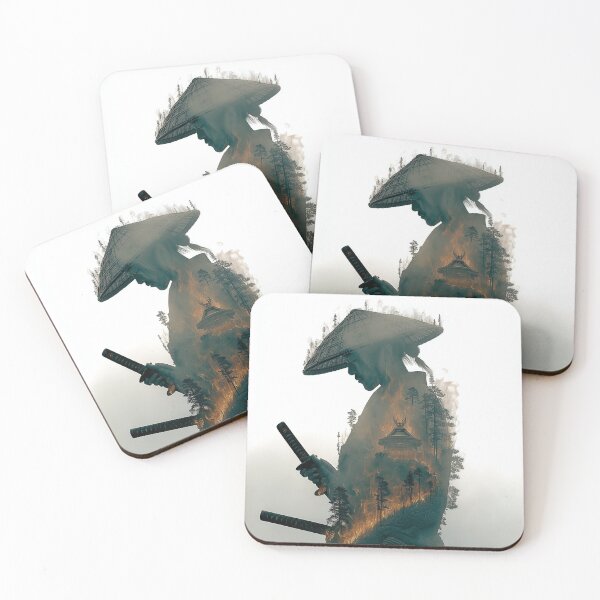 Item preview, Samurai Double Exposure – Burning Forest Warrior Fantasy Artwork designed and sold by MythologyRealm.