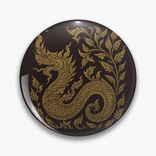 Item preview, Golden Naga Thai Art – Sacred Serpent Ornament Design designed and sold by Sksticker991.