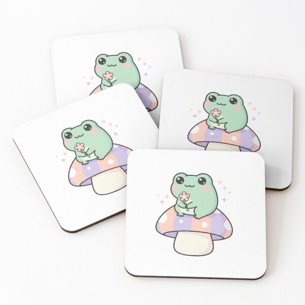 Item preview, Pastel Kawaii Frog on Mushroom, Cute Frog Sticker designed and sold by BloodMoonDesigns.