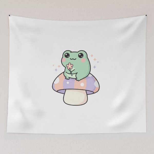 Item preview, Pastel Kawaii Frog on Mushroom, Cute Frog Sticker designed and sold by BloodMoonDesigns.