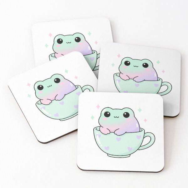 Item preview, Pastel Kawaii Frog in Teacup, Cute Frog Sticker designed and sold by BloodMoonDesigns.