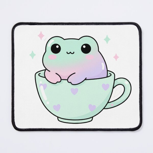 Item preview, Pastel Kawaii Frog in Teacup, Cute Frog Sticker designed and sold by BloodMoonDesigns.