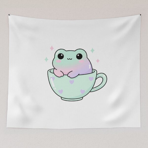 Item preview, Pastel Kawaii Frog in Teacup, Cute Frog Sticker designed and sold by BloodMoonDesigns.