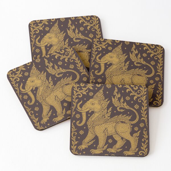 Item preview, Golden Kunchasee Thai Mythical Beast – Ornate Sacred Elephant-Lion Art designed and sold by Sksticker991.