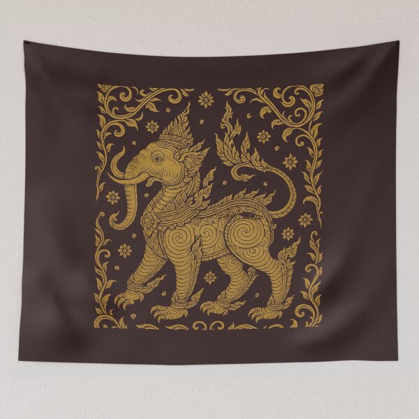Item preview, Golden Kunchasee Thai Mythical Beast – Ornate Sacred Elephant-Lion Art designed and sold by Sksticker991.