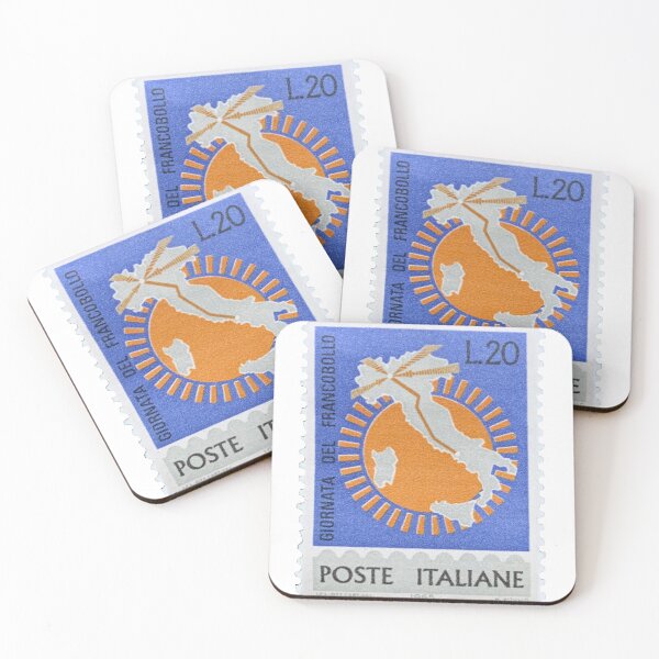 Item preview, Italian Orange Blue Vintage Postage Stamp designed and sold by red-amber65.
