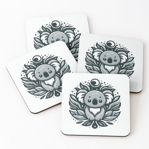 Item preview, Celestial Monochrome Koala Folk Art Illustration designed and sold by BigBlueArt.