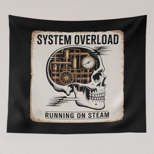 Item preview, System Overload Running on Steam Skull Machine Design designed and sold by SplashTastic.