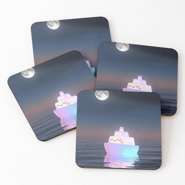 Item preview, Kawaii Moonlight Cruise Ship – Dreamy Pastel Night Boat designed and sold by NordseeSteel.