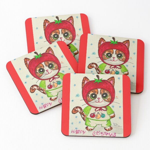 Item preview, Christmas tomato cat designed and sold by Erikamarzana.