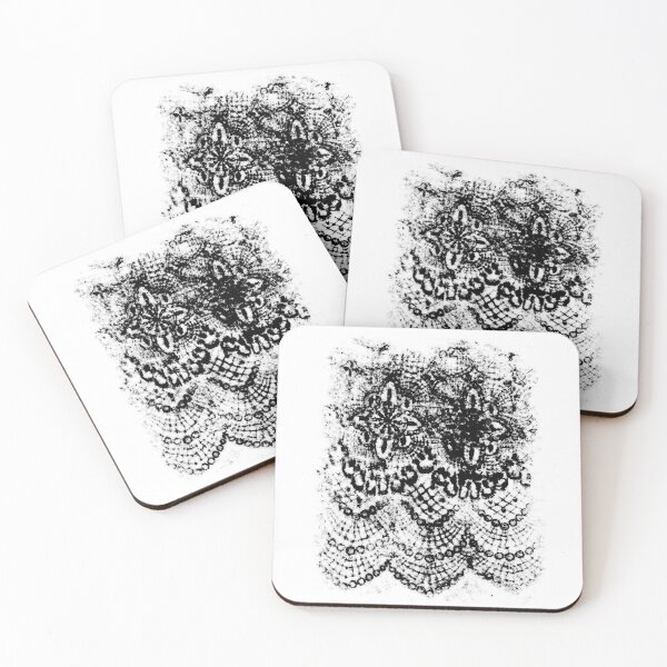 Item preview, Black Ink Grungy Lace Texture - Distressed White Goth Lace Pattern designed and sold by FiendDoll.