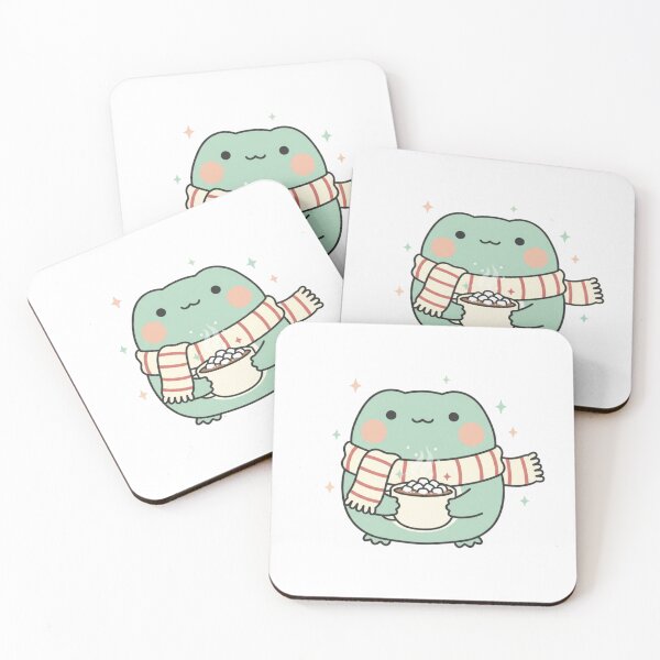 Item preview, Pastel Kawaii Frog With Scarf & Hot Chocolate, Christmas Design designed and sold by BloodMoonDesigns.