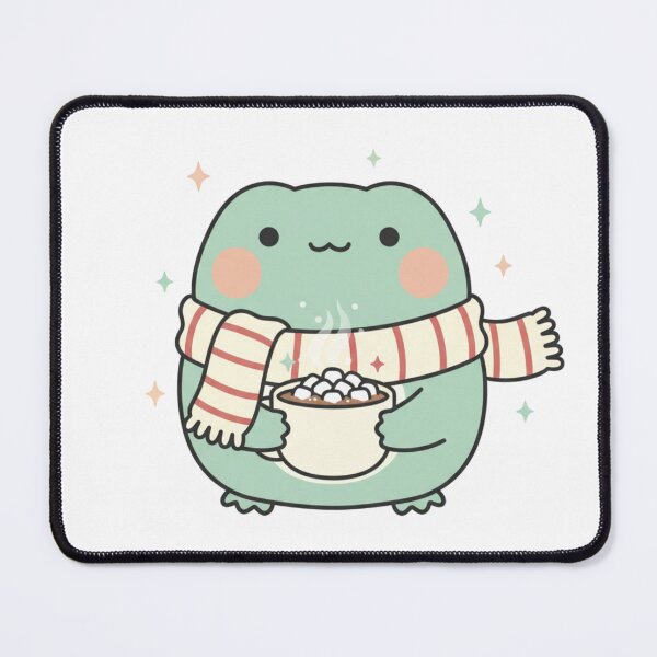 Item preview, Pastel Kawaii Frog With Scarf & Hot Chocolate, Christmas Design designed and sold by BloodMoonDesigns.