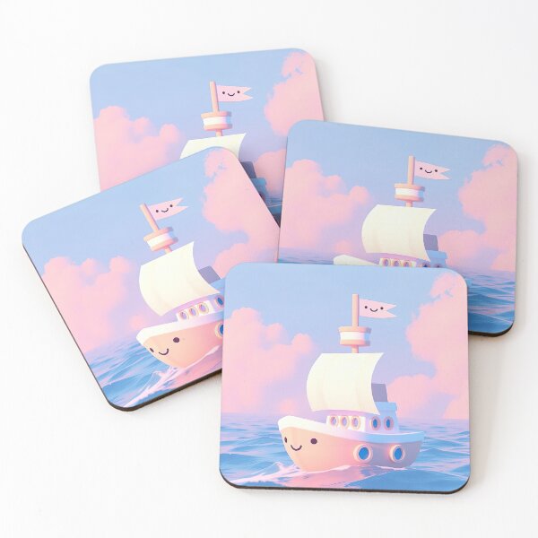 Item preview, Kawaii Pastel Sailing Ship – Cute Sky Dream Boat designed and sold by NordseeSteel.