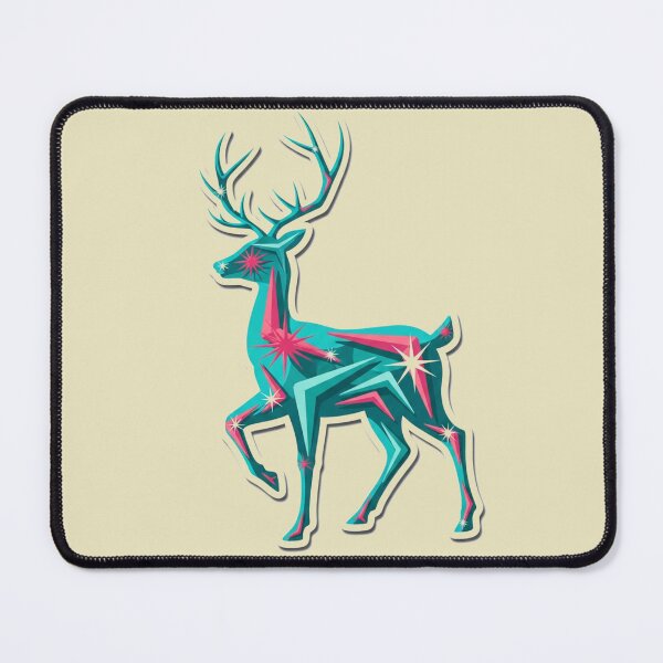 Item preview, Neon Geometric Stag | Retro Teal and Pink Low Poly Deer Design designed and sold by LoveDesignMania.