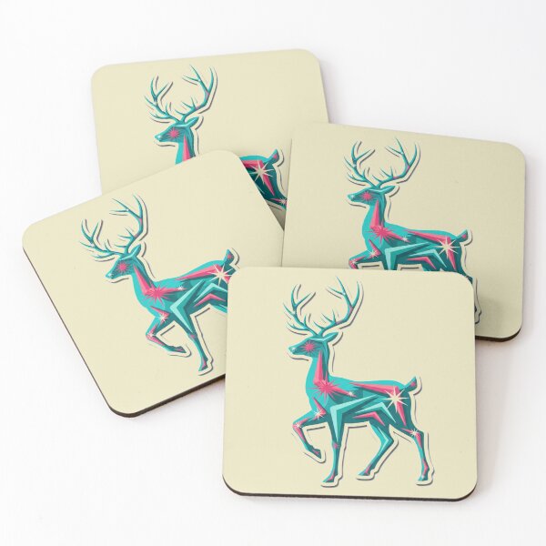 Item preview, Neon Geometric Stag | Retro Teal and Pink Low Poly Deer Design designed and sold by LoveDesignMania.