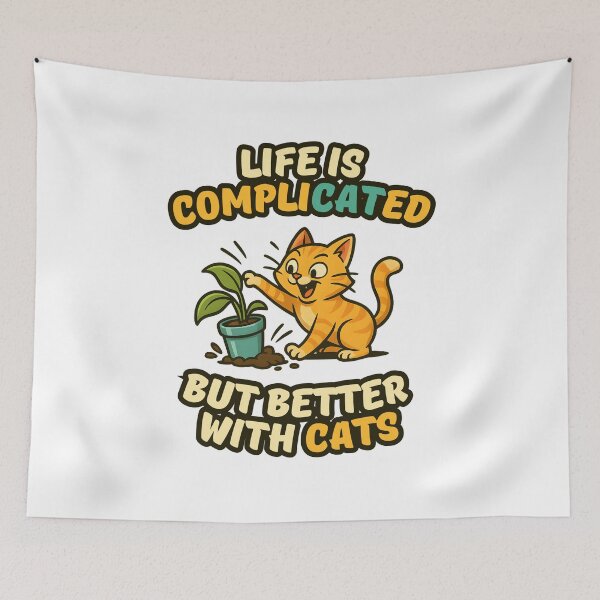 Item preview, Funny Cat Quote – Life Is Complicated but Better with Cats designed and sold by SVALANART.