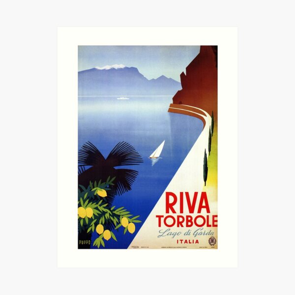 Travel Italy 1920s Lake Garda Riva Torbole Gardesana advert Art Print