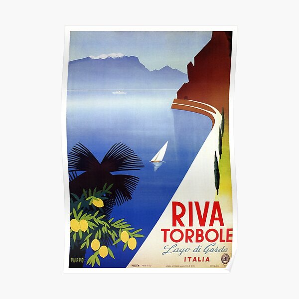 Travel Italy 1920s Lake Garda Riva Torbole Gardesana advert Poster