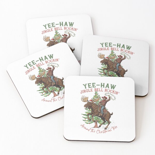 Item preview, Yee-Haw Jingle Bell Rockin' — Funny Cowboy Riding Moose Christmas Art designed and sold by Colorful-Garden.