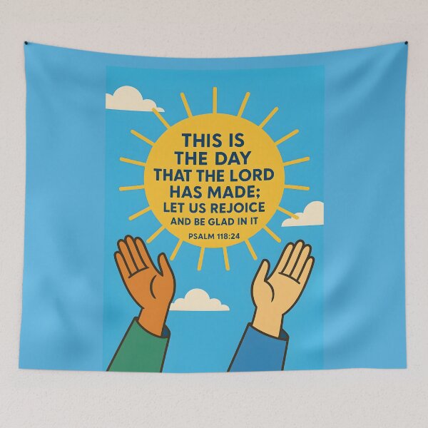 Item preview, Christian Inspirational Poster with Psalm 118:24 and Uplifted Hands. designed and sold by loveandlightrb.