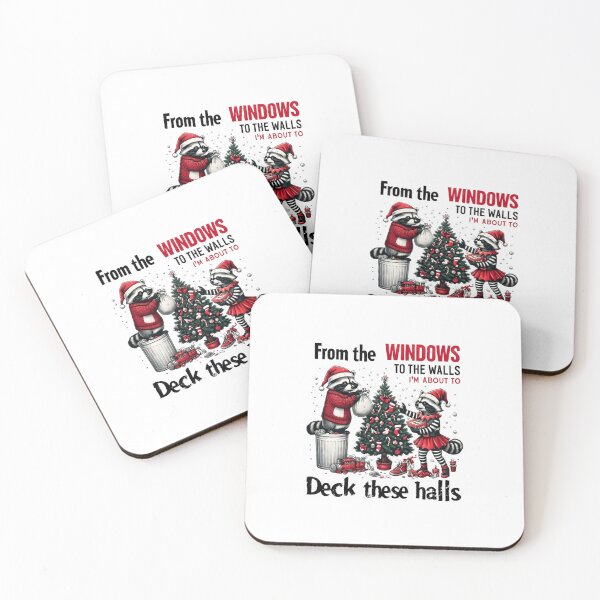 Item preview, Deck These Halls Raccoon Christmas — Funny Holiday Decorating Humor Art designed and sold by Colorful-Garden.
