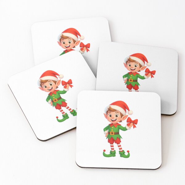 Item preview, Cute Christmas Elf Holding Bow – Festive Holiday Cartoon Illustration designed and sold by FraktalMoods.