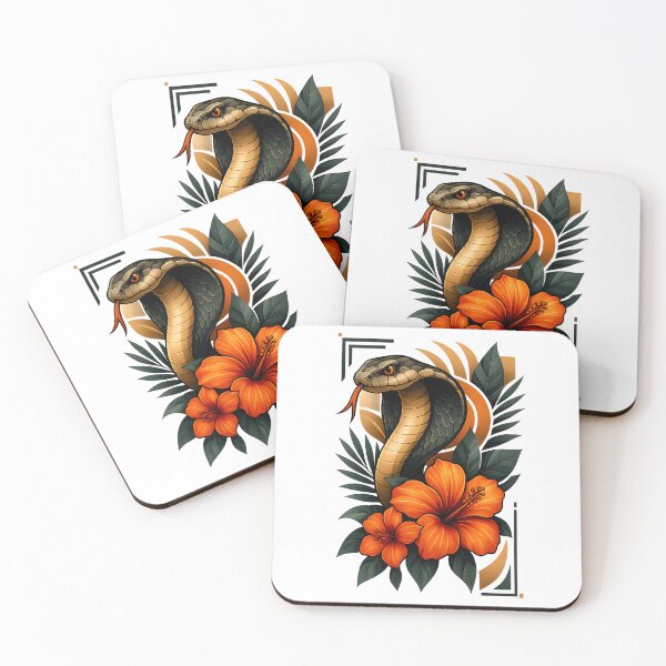 Item preview, Cobra & Hibiscus – Elegant Tropical Snake Illustration designed and sold by SVALANART.