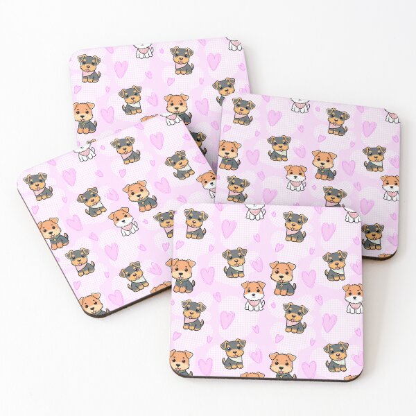 Item preview, Cute Kawaii Terrier Pattern with Hearts – Adorable Dog Seamless Design In Pink designed and sold by WildLakePatterns.