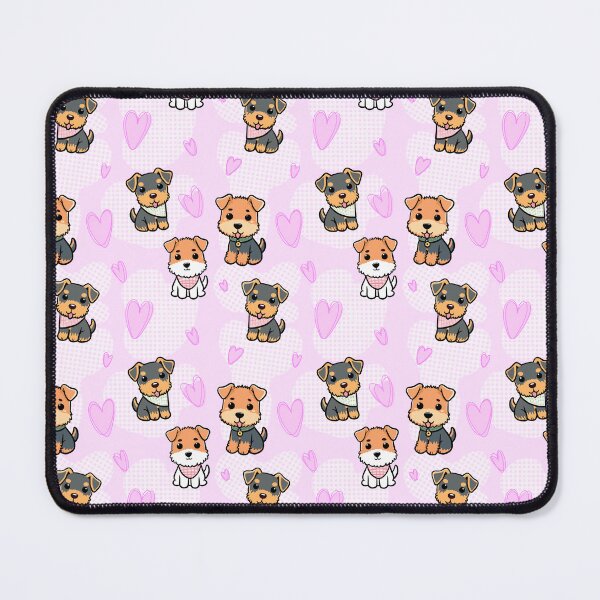 Item preview, Cute Kawaii Terrier Pattern with Hearts – Adorable Dog Seamless Design In Pink designed and sold by WildLakePatterns.