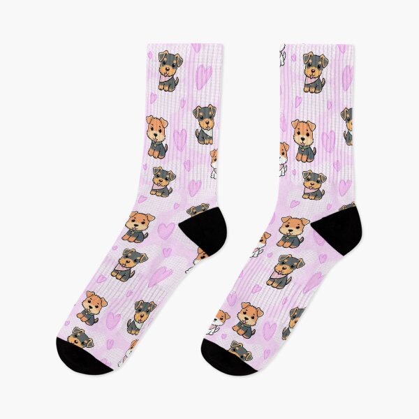 Item preview, Cute Kawaii Terrier Pattern with Hearts – Adorable Dog Seamless Design In Pink designed and sold by WildLakePatterns.