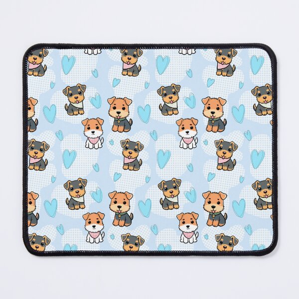Item preview, Cute Kawaii Terrier Pattern with Hearts – Adorable Dog Seamless Design in Blue designed and sold by WildLakePatterns.