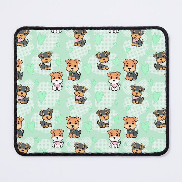 Item preview, Cute Kawaii Terrier Pattern with Hearts – Adorable Dog Seamless Design in Green designed and sold by WildLakePatterns.
