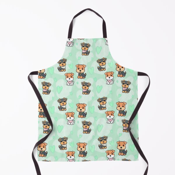 Item preview, Cute Kawaii Terrier Pattern with Hearts – Adorable Dog Seamless Design in Green designed and sold by WildLakePatterns.
