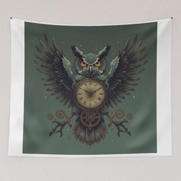 Item preview, Timeless Owl – Steampunk Clockwork Guardian designed and sold by DreamistStore.