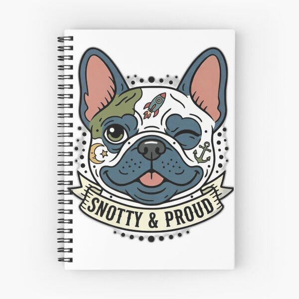 Item preview, Vintage French Bulldog Snorting T-Shirt - "Snotty & Proud" Funny Tattoo Style Frenchie Tee designed and sold by DogWorldOrder.