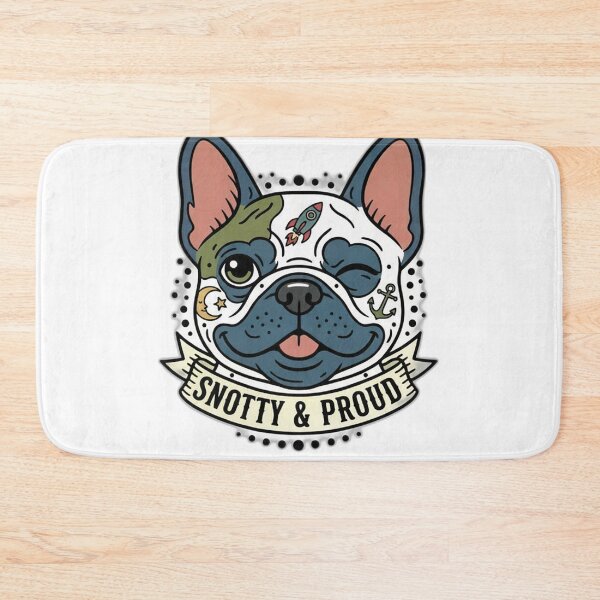 Item preview, Vintage French Bulldog Snorting T-Shirt - "Snotty & Proud" Funny Tattoo Style Frenchie Tee designed and sold by DogWorldOrder.