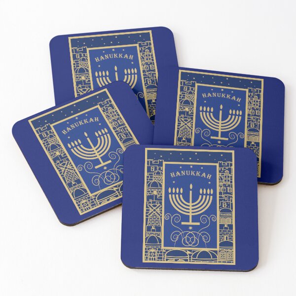 Item preview, Happy Hanukkah Vintage Gold Menorah Jewish Holiday Decoration designed and sold by sofiartmedia.