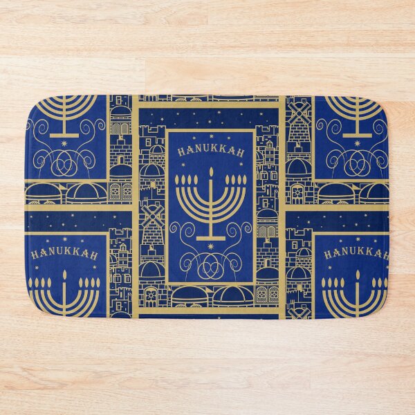 Item preview, Happy Hanukkah Vintage Gold Menorah Jewish Holiday Decoration designed and sold by sofiartmedia.