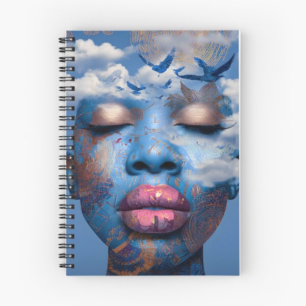 Item preview, Surreal Portrait with Blue Patterns and Birds designed and sold by Artessie.