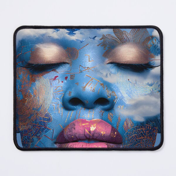 Item preview, Surreal Portrait with Blue Patterns and Birds designed and sold by Artessie.