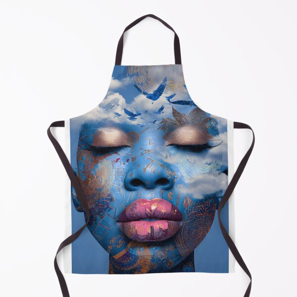 Item preview, Surreal Portrait with Blue Patterns and Birds designed and sold by Artessie.