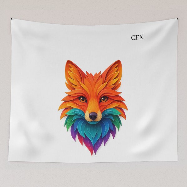 Item preview, Rainbow Fox Portrait in Paper-Cut Style  designed and sold by CaesarFraterX.