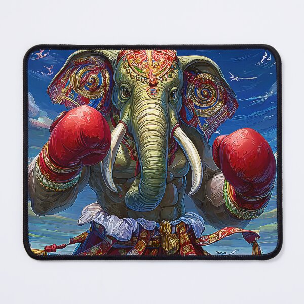 Item preview, Majestic Boxing Elephant in Colorful Attire designed and sold by Artessie.