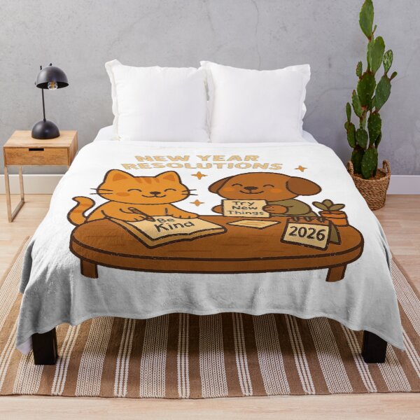 Item preview, New Year Resolutions – Cute Cat and Dog 2026 Kawaii Motivational Design designed and sold by StyleLap.