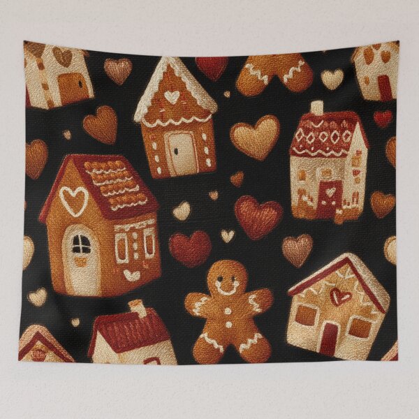 Item preview, Gingerbread Village Embroidery Pattern – Cozy Holiday Stitch Art designed and sold by MiraLumeStudio.