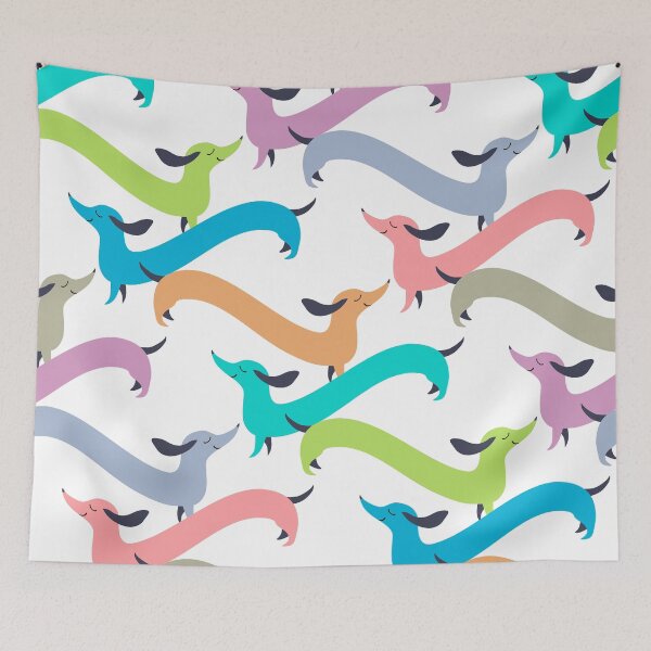 Item preview, Pattern with funny long Dachshund dog designed and sold by zuperelectracat.